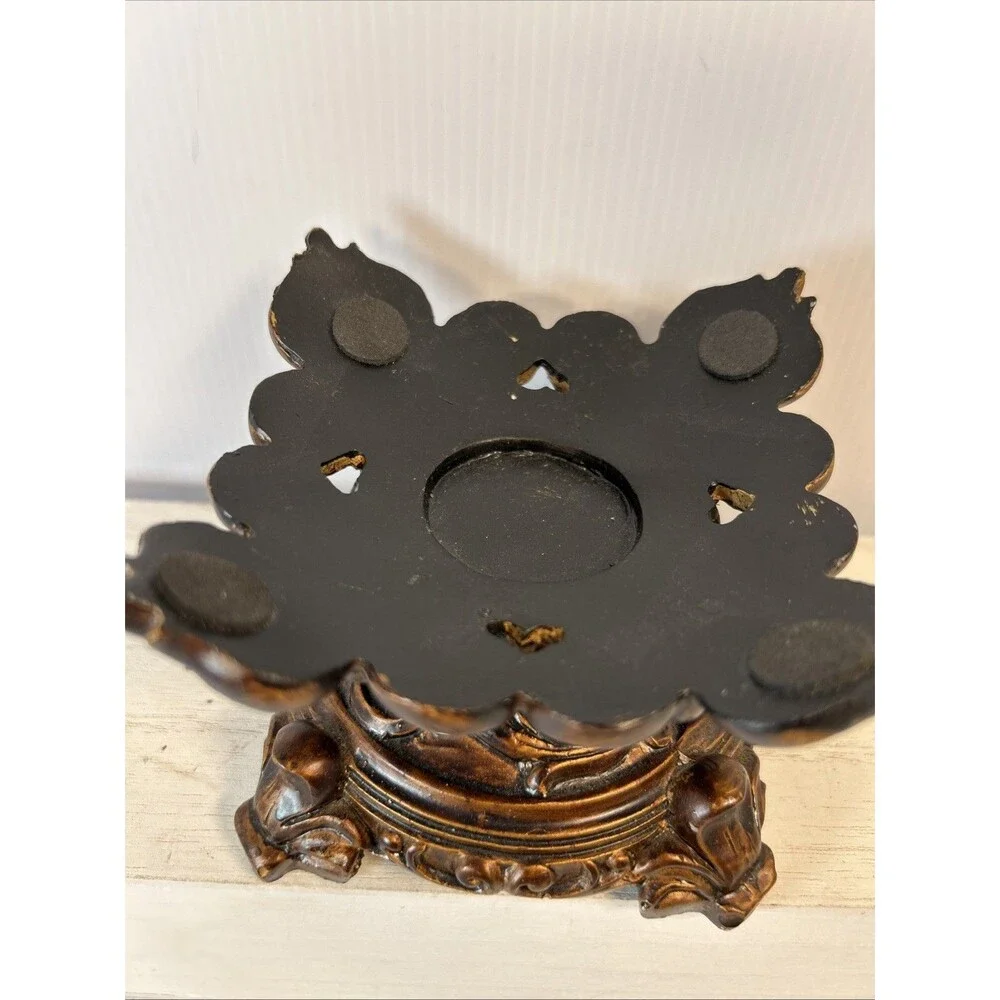 3 To 4” Candle Bowl Deep Brown Resin composite Old World Elegant Tuscan Decor